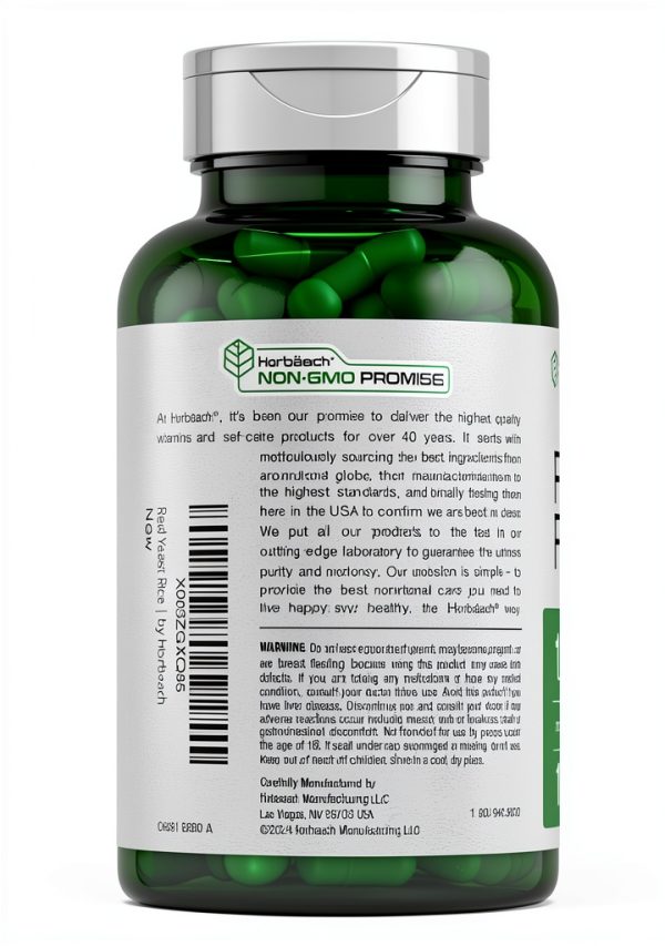 Horbaach Red Yeast Rice Capsules CL681 1200mg Gluten Free Non GMO-2