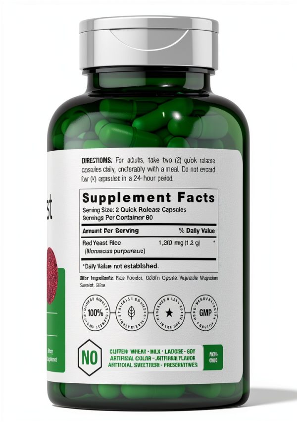 Horbaach Red Yeast Rice Capsules CL681 1200mg Gluten Free Non GMO-1