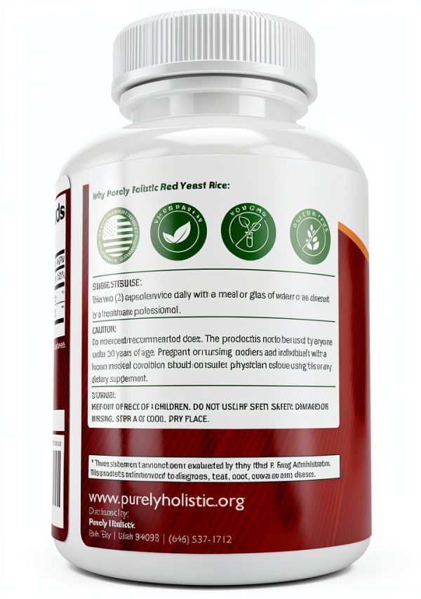 Purely Holistic Red Yeast Rice 1200mg with CoQ10 Niacin 120 Veg Caps-2