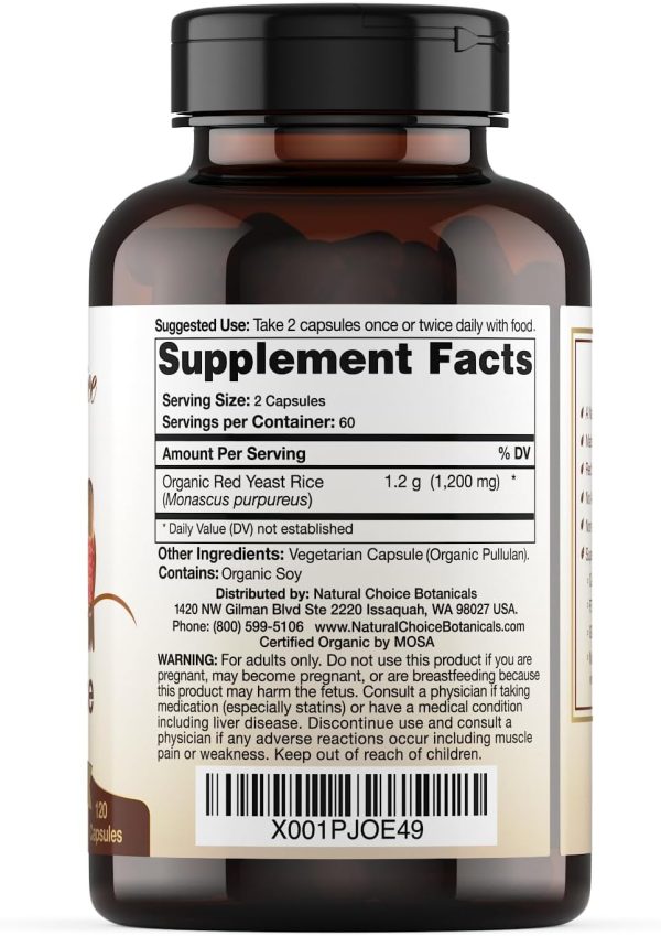 Organic Red Yeast Rice Capsules 600mg PureForm Vegan NonGMO GlutenFree-2