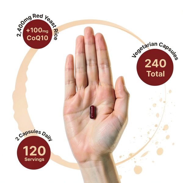 Red Yeast Rice CoQ10 Capsules by NatureBell Strength 240 Vegetarian-3