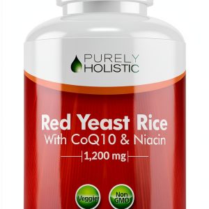 Purely Holistic Red Yeast Rice 1200mg with CoQ10 Niacin 120 Veg Caps-0