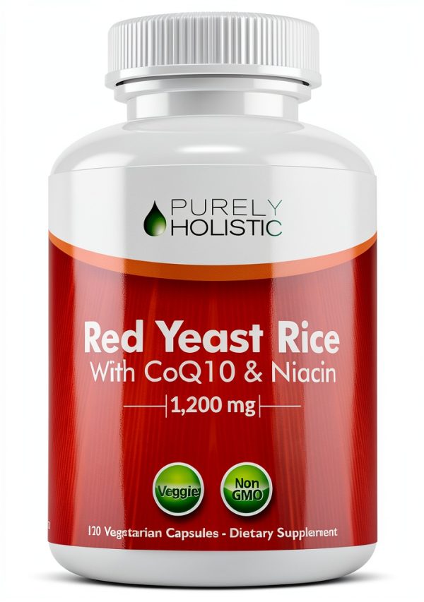 Purely Holistic Red Yeast Rice 1200mg with CoQ10 Niacin 120 Veg Caps-0