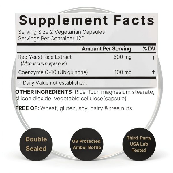 Red Yeast Rice CoQ10 Capsules by NatureBell Strength 240 Vegetarian-1