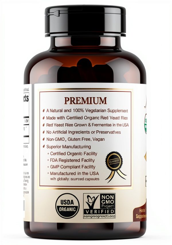 Organic Red Yeast Rice Capsules 600mg PureForm Vegan NonGMO GlutenFree-1