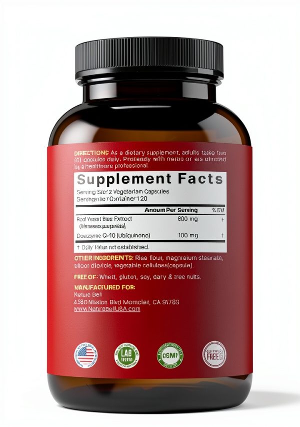 Red Yeast Rice CoQ10 Capsules by NatureBell Strength 240 Vegetarian-6