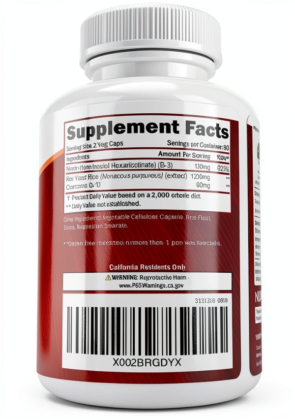 Purely Holistic Red Yeast Rice 1200mg with CoQ10 Niacin 120 Veg Caps-1