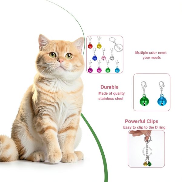 Teaaha Cat Collar Bell 18PCS Small Loud Multicolor Dog Bells for Pet Tracking Anti Lost Training, Pets Pendant Accessories Anti Theft Bells Charm for Little Dogs & Cats, with 2 Pack Keychain-3