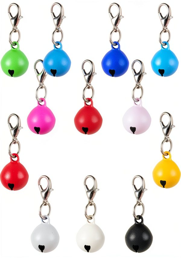 14 Pack Pet Bells for Dog Cat, Charms Colourful Pet Small Bells with Clasps, Round Bell with Loud Crisp Sound, Bell Pets Collar Accessories for Collars Stainless Steel Keychain for Pets-0