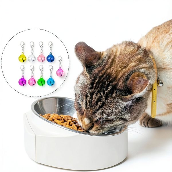 Cat Collar Bell Qulkws 9-Piece Colorful Set with Key Rings-3
