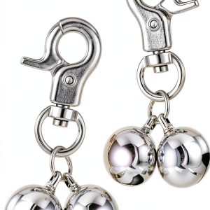 Bremorou Bell For Dog Collar 2 Pack Silver Stainless Steel Charm-0
