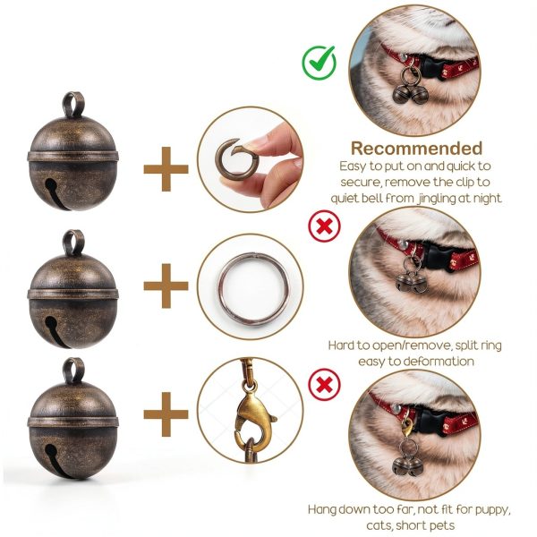 3 Pcs Dog Bells for Pet Tracking Extra Loud Cat Dog Collar Vintage Copper Bells with Quick Clips Anti Lost Training Pets Pendant Accessories Anti Theft Bell for Little Dogs Cats-3