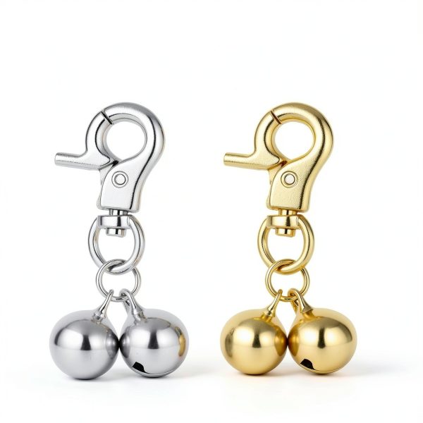 2 Pack Bell for Dog Collars, Cat Collar Bells, Pet Training Collar Charm with Heavy Duty Snap Clips, Pet Pendant Accessories, Pets Bell for Dogs and Cats, Christmas Gift (Gold, Silver)-1