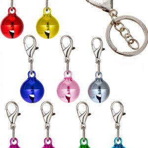 Teaaha Cat Collar Bell 18PCS Small Loud Multicolor Dog Bells for Pet Tracking Anti Lost Training, Pets Pendant Accessories Anti Theft Bells Charm for Little Dogs & Cats, with 2 Pack Keychain-0