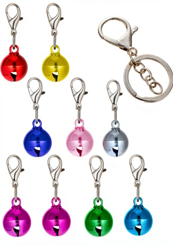 Teaaha Cat Collar Bell 18PCS Small Loud Multicolor Dog Bells for Pet Tracking Anti Lost Training, Pets Pendant Accessories Anti Theft Bells Charm for Little Dogs & Cats, with 2 Pack Keychain-0