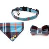 Mini Cat Bandana - Cat Bow Tie Collar with Bell & Bowtie, Breakaway Cat Collars Kitten Bow Tie with Safety Buckle, Adjustable Small Puppy Collar Soft Corduroy Kitten Collars for Girl & Boy Cats-2