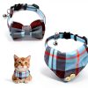 Mini Cat Bandana - Cat Bow Tie Collar with Bell & Bowtie, Breakaway Cat Collars Kitten Bow Tie with Safety Buckle, Adjustable Small Puppy Collar Soft Corduroy Kitten Collars for Girl & Boy Cats-0