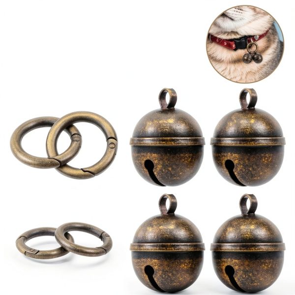 3 Pcs Dog Bells for Pet Tracking Extra Loud Cat Dog Collar Vintage Copper Bells with Quick Clips Anti Lost Training Pets Pendant Accessories Anti Theft Bell for Little Dogs Cats-2