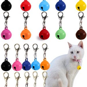 20PCS Pet Bells for Dog Cat Collar, Metal Round Cat Bell Collar with Clasps, Charm Pet Pendant Accessories Christmas Decoration Jingle Bell(Colourful)-0