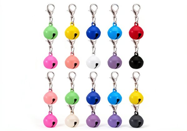 28Pcs Pet Bells for Dog Cat Collar Colourful Pet Small Bells with Clasps Dog Cat Collar Charms Pets Pendant Accessories Stainless Steel Keychain Loud Crisp Sound for Animal Christmas Decoration-6