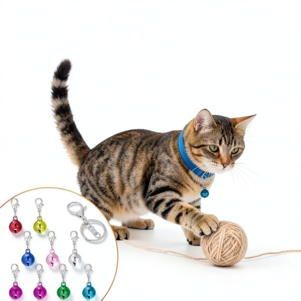 Teaaha Cat Collar Bell 18PCS Small Loud Multicolor Dog Bells for Pet Tracking Anti Lost Training, Pets Pendant Accessories Anti Theft Bells Charm for Little Dogs & Cats, with 2 Pack Keychain-2