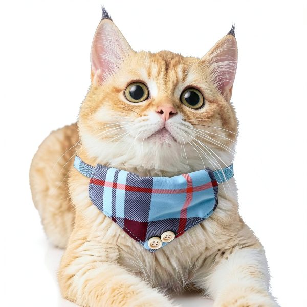 Mini Cat Bandana - Cat Bow Tie Collar with Bell & Bowtie, Breakaway Cat Collars Kitten Bow Tie with Safety Buckle, Adjustable Small Puppy Collar Soft Corduroy Kitten Collars for Girl & Boy Cats-5