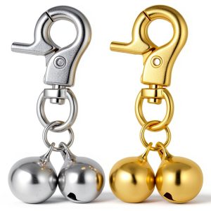 2 Pack Bell for Dog Collars, Cat Collar Bells, Pet Training Collar Charm with Heavy Duty Snap Clips, Pet Pendant Accessories, Pets Bell for Dogs and Cats, Christmas Gift (Gold, Silver)-0