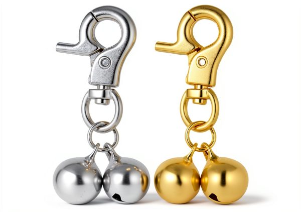 2 Pack Bell for Dog Collars, Cat Collar Bells, Pet Training Collar Charm with Heavy Duty Snap Clips, Pet Pendant Accessories, Pets Bell for Dogs and Cats, Christmas Gift (Gold, Silver)-0