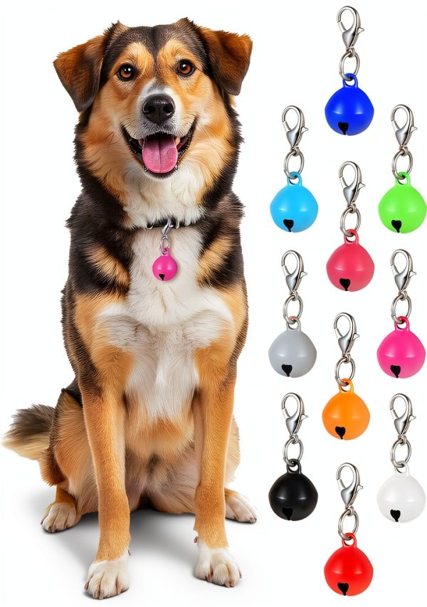 14 Pack Pet Bells for Dog Cat, Charms Colourful Pet Small Bells with Clasps, Round Bell with Loud Crisp Sound, Bell Pets Collar Accessories for Collars Stainless Steel Keychain for Pets-2