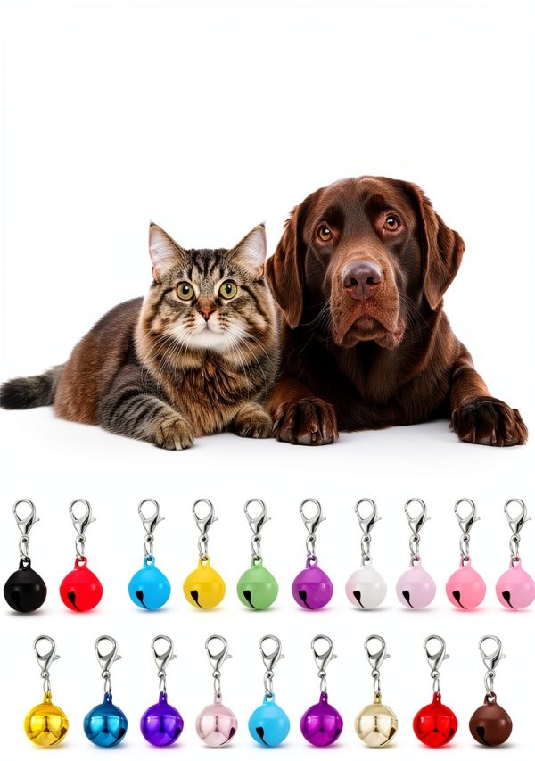 23 PCS Pet Bells for Dog Cat Collar, Colourful Cat Dog Bells with Clasps, Metal Bell for Small Pet Collar with Loud Crisp Sound for Collar Charm Accessories Christmas Decoration-3