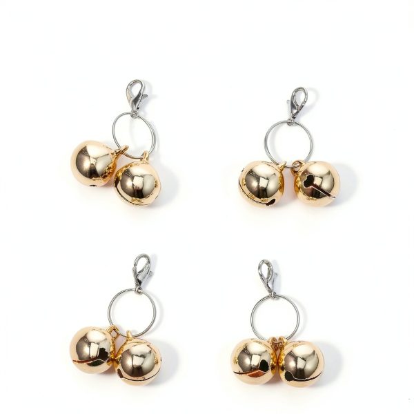 Double Bells for Dog Collar, 4 PCS Stainless Steel Cat Bells Mini Cat Bell Loud Anti-Lost Gold Bell for Cats Collars Gold Pet Pendant Accessories forr Training Dogs-Bell-1