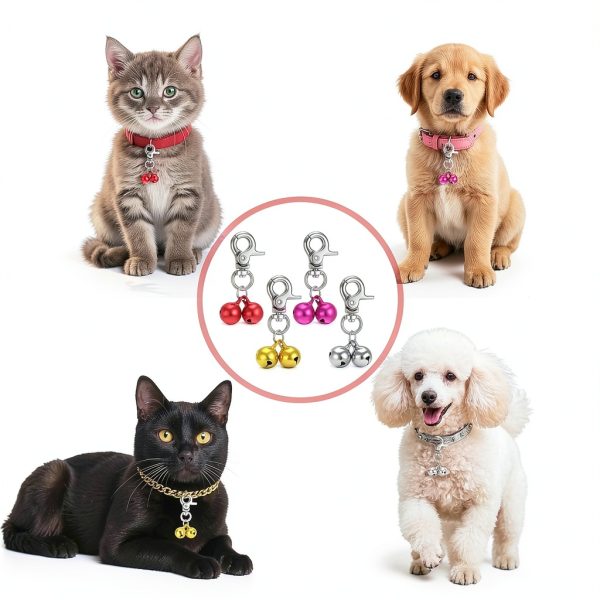 4 Pcs Bells for Dog Collars Cat Bells for Collar Loud Dog Collar Bell with Heavy Duty Snap Clips Pet Bell Collars for Tracking and Training Suitable for Dogs and Cats Pet Pendant Accessories-5