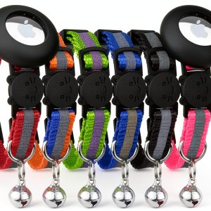 Reflective Cat Collar AirTag Holders Bemix Pets Breakaway Nylon Set 6-0