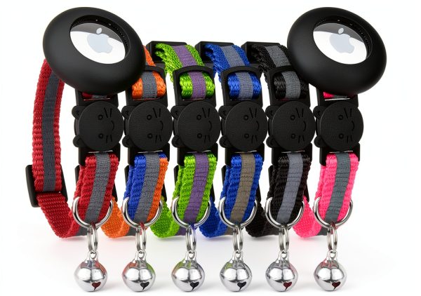 Reflective Cat Collar AirTag Holders Bemix Pets Breakaway Nylon Set 6-0