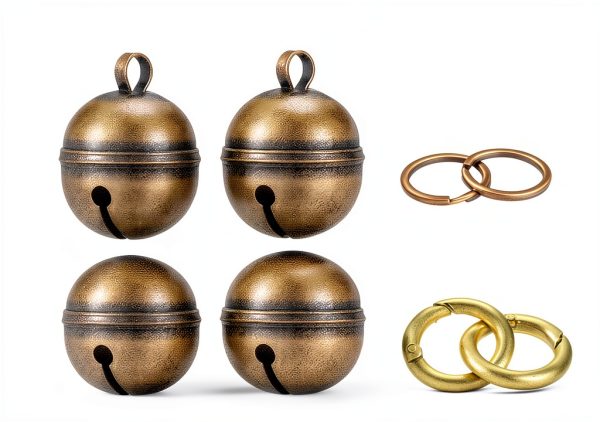 Dog Bells for Pet Tracking 4 Loud Copper Bells with Quick Clips Chyobo-3