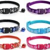 Reflective Cat Collar 6 Pack - Nylon Breakaway with Bell Mixed Colors-1